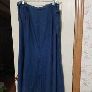 EUC Brownstone Studio Flared Denim Maxi Skirt